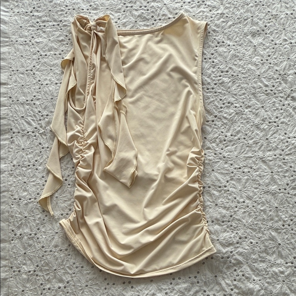 Cream Top with Ruffle Detail - Picture 3 of 3